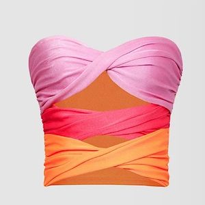 Contrast Twisted Front Tube Top